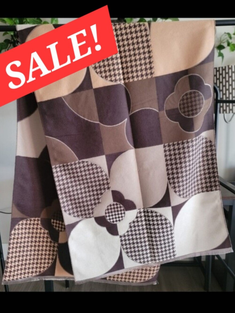 🔴58 Sale!! Stylish Open Front Poncho Cape With Floral Design Wrap Scarf